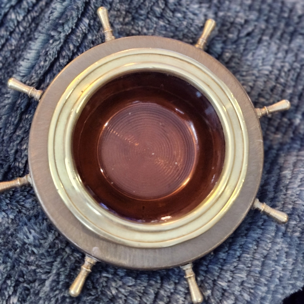 Nautical Themed Brown and Gold Bowl For Ashtray